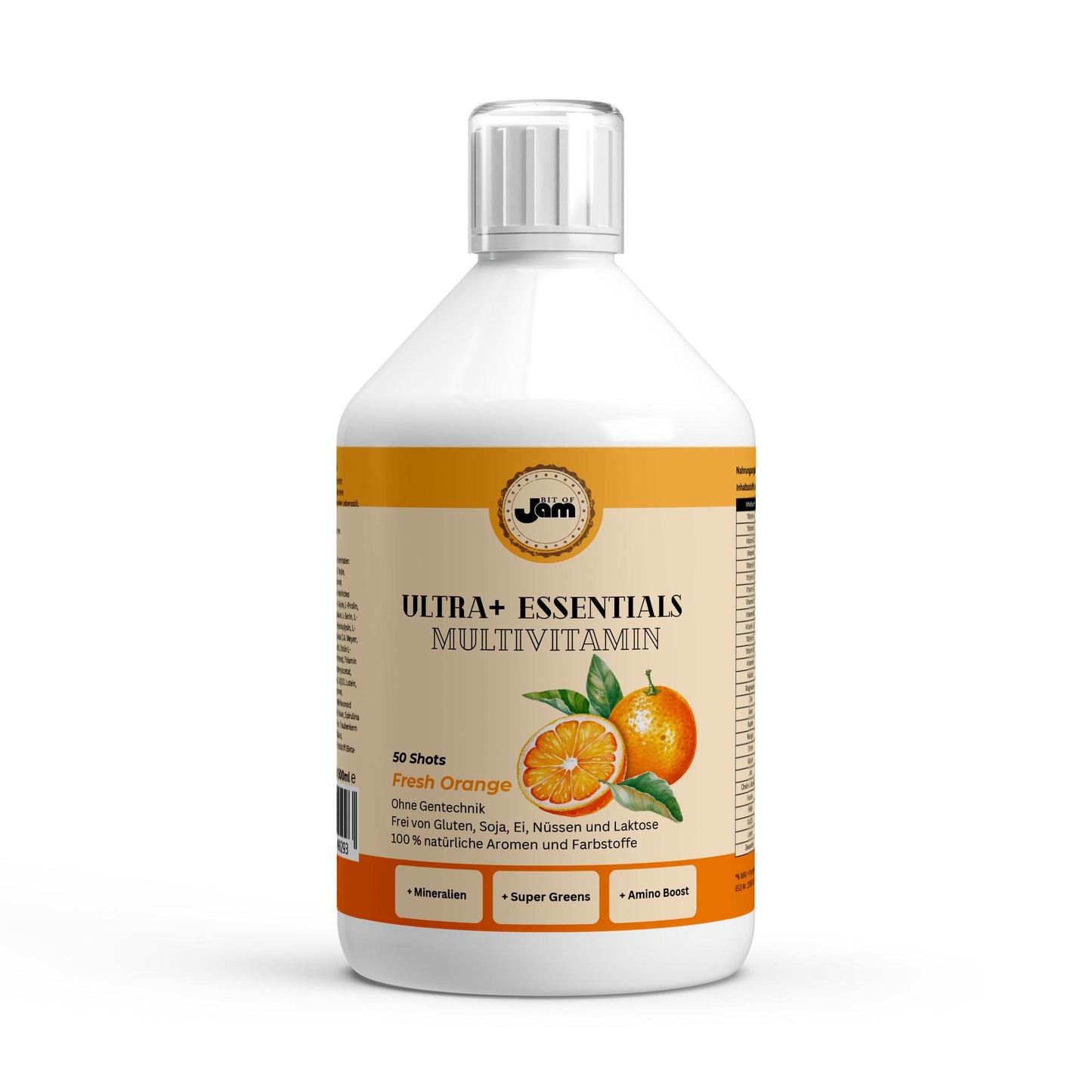 Multivitamine met sinaasappelsmaak – voor energie en weerstand
Dagelijkse shot met aminozuren en superfoods – 500ml fles