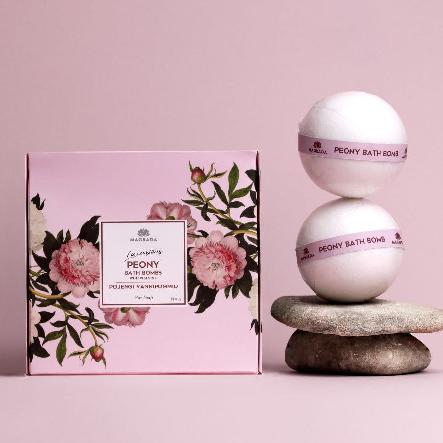 Luxurious Peony Bath Bomb With Vitamin E - Set of 4 Bombs